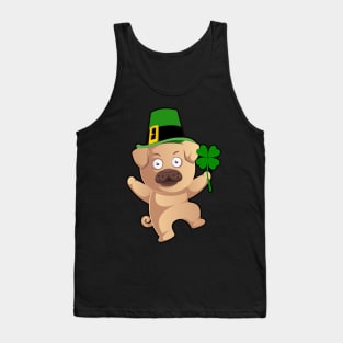 Irish Pug Leprechaun Hat St Patricks Day Shamrock Boys Girls Kids Dog Lovers Gift Tank Top